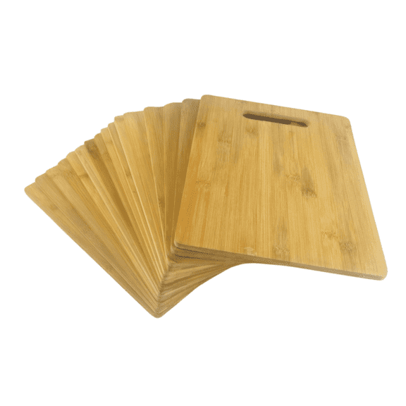 (Set of 16) 12"X9" Bulk Plain Bamboo Serving Tray, Platter, Cutting Board for Customized, Personalized Engraving Gifts (With Handle)
