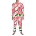 thumbnail image 3 of Xecao Watercolor Tropical Gnomes Print Pajamas Set Mens Pajamas Long Sleeve Loungewear Two-Piece Sleepwear Button-Down Pjs Set,2PJS-X-Large, 3 of 7