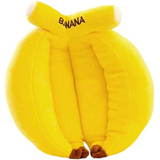 Banana Microwavable Heating Pad - 8.7-inch warm, cute, cozy, and soft heatable stuffed animal designed for hot and cold therapy. Shaped like a bright yellow banana with embroidered text, it provides relief for cramps, back, and neck pain. Made with soft, skin-friendly PP cotton filling, suitable for all ages. Ideal for use as a heating pad or decorative plush toy in bedrooms, living rooms, or cars.
