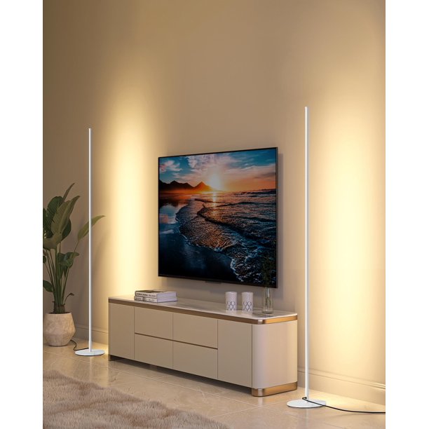 Lámpara de pie DEWENWILS LED Corner de 57,5 cm, juego de 2 unidades, 3000 K, color blanco