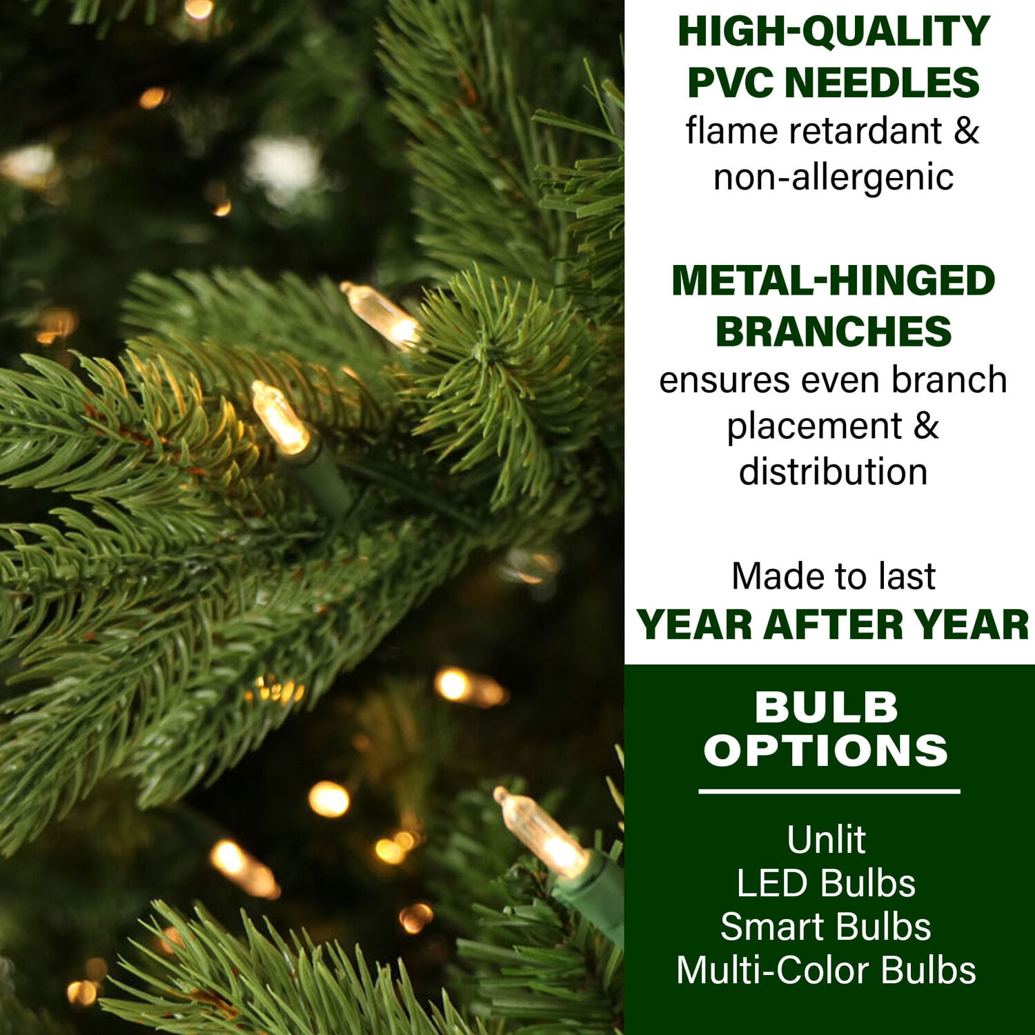 Fraser Hill Farm 9 ft Woodside Pine Christmas Tree with Warm White LED Lighting and EZ Connect, FFWS090-5GR