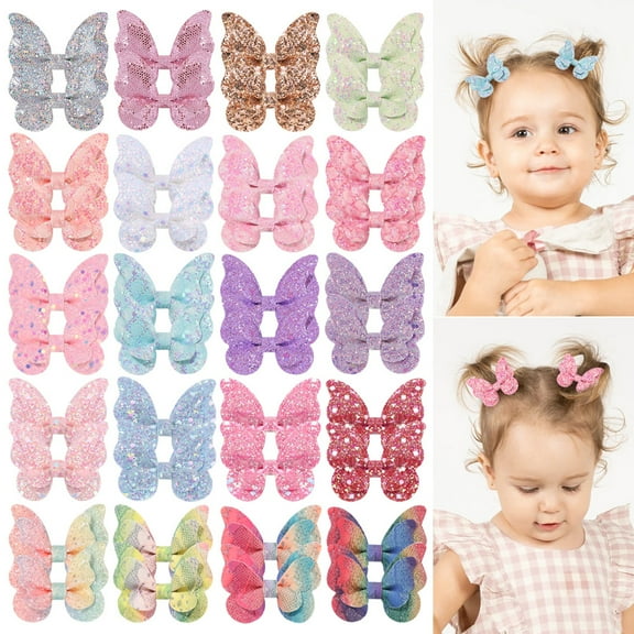 40PCS Glitter Butterfly Hair Clips Sparkle Small Cute Hair Barrettes Hair Accessories for Baby Girls Toddler Infant Kid In Pairs