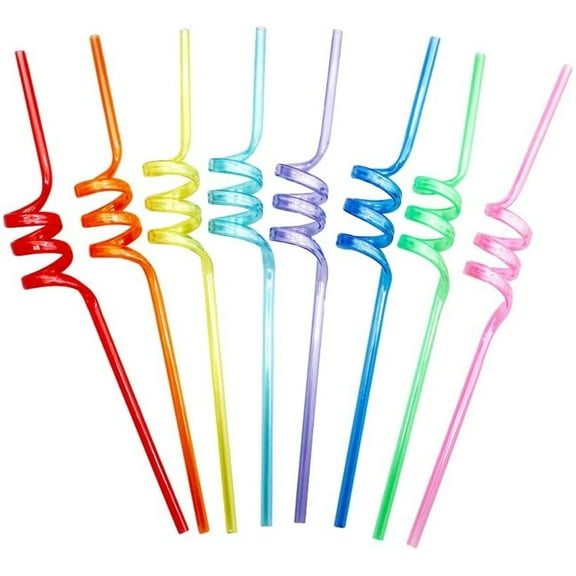 Topboutique 40 Pcs Assorted Colors Twisty Straws Long Drinking Straws Disposable Plastic Straws Reusable Straws Bendable Straws Colorful Straws Cocktail Birthday Party Straws for Drinks Screw Straw