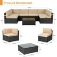 thumbnail image 2 of YODOLLA 7-Piece Patio Furniture Set, Black Rattan Wicker Outdoor Sectional Sofa Couch with Table Patio Conversation Set for Lawn& Backyard In Beige, 2 of 7
