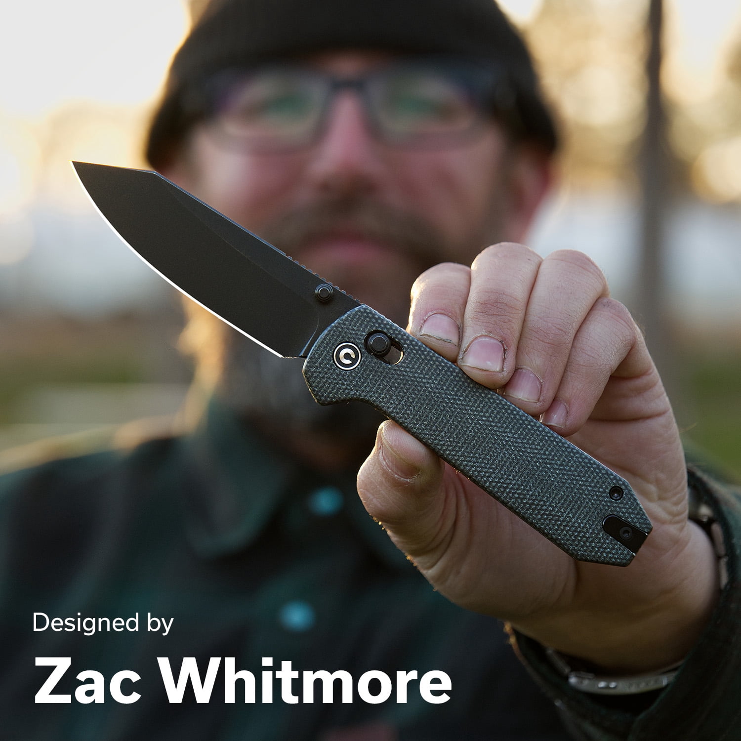 CIVIVI Over Yonder Pocket Knife Folding Knife with 3.35" Black Stonewashed 14C28N Blade Thumb Stud & Crossbar Lock Knife Dark Green Canvas Micarta Handle C25027-1