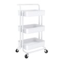 thumbnail image 2 of 3-Tier Rolling Utility Cart Storage Shelves Multifunction Storage Trolley Service Cart with Handles and Roller Wheels Easy Assembly for Home Bathroom, Kitchen, Office, Black/White, 2 of 9