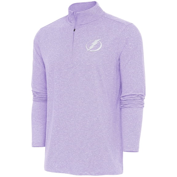 Men's Antigua Lavender Tampa Bay Lightning White Logo Hunk Quarter-Zip Pullover