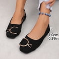thumbnail image 5 of Samdudou Slip On Shoes for Women Closed Toe Square Front Faux Suede Ballet Flats Statement Metallic D-Ring Buckle Decor Elegant Office Work Business Casual Footwear, 5 of 9