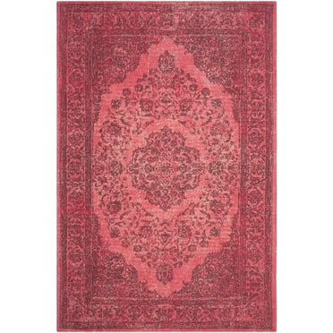 SAFAVIEH Classic Vintage Ivonette Overdyed Border Cotton Area Rug, Fuchsia, 4' x 6'