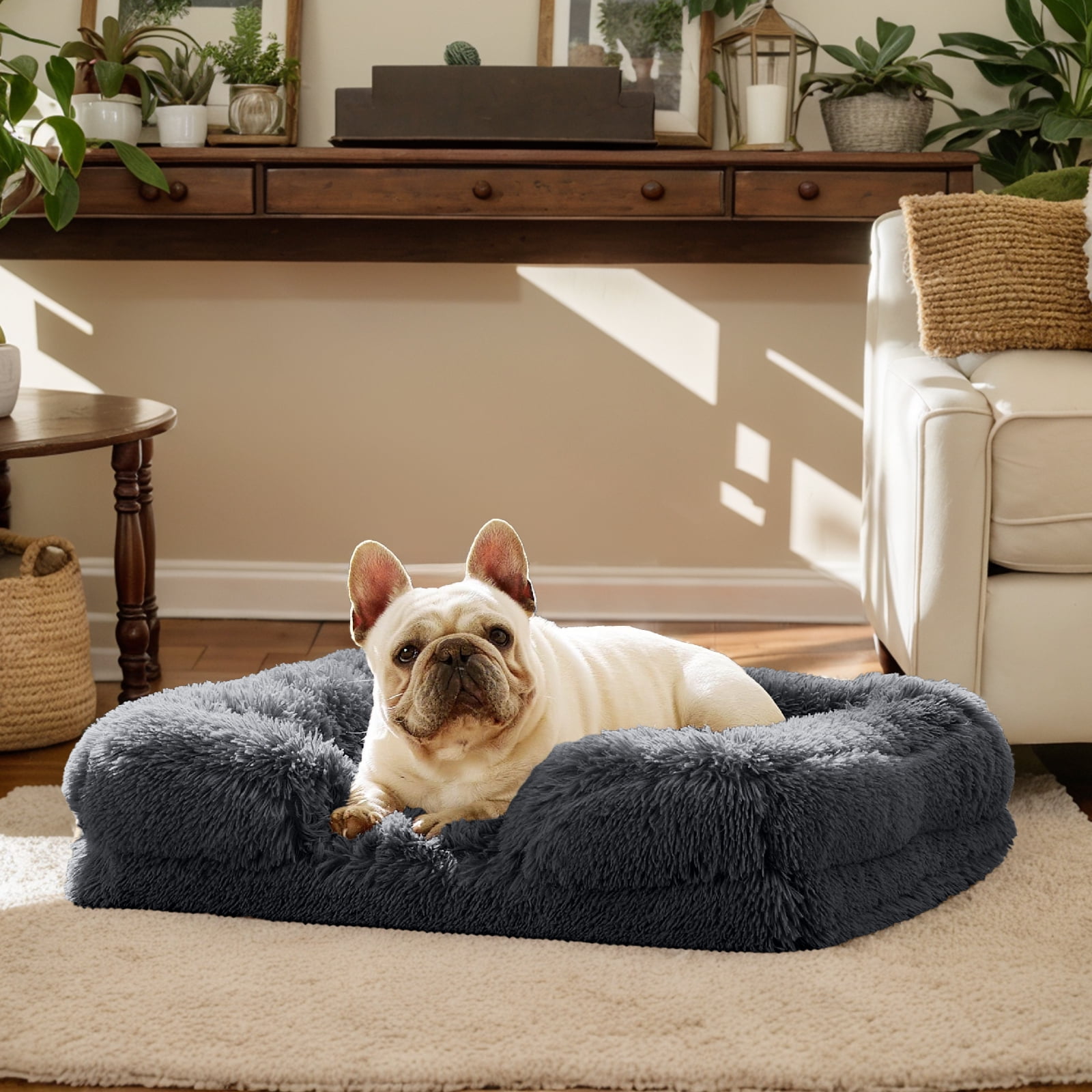 PayUSD Warming Fluffy Orthopedic Dog Beds for Large Dogs,Dog Bed with Plush Thick Egg Foam Support and Non-Slip Bottom, Large Waterproof and Machine Washable Pet Bed Cover