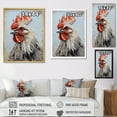 thumbnail image 4 of Designart "Faithful Rooster Depiction I" Animals Rooster Floater Framed Wall Art Living Room, 4 of 5