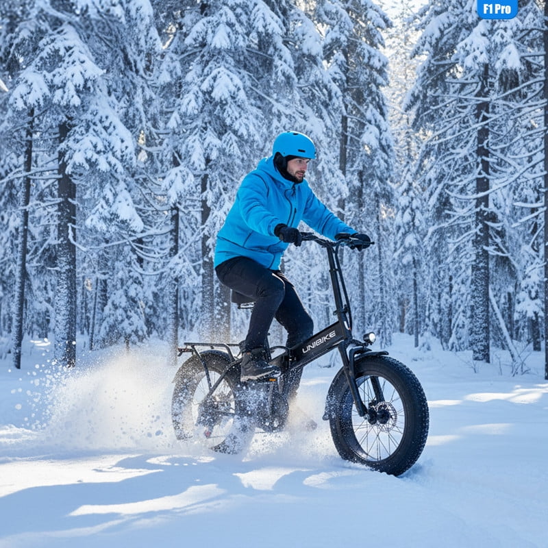 Unibike 20*4.0'' Foldable Ebikes for Adults, 748W Peak Motor Ebike, Fat Tire Mountain Bicycle, 48V 15AH Removable Lithium Battery, 7-Speed, Dual Disc Brakes