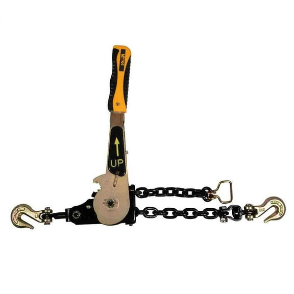 3/8" - 1/2"Easy Ratchet Chain Binder with Grab Hooks & 6000 lbs WLL - Heavy Duty Tie Down Ratchet Load Binder for Flatbed Trailers & Trucks