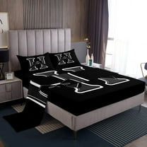 Erosebridal Initial Letter H Bed Sheets Set Twin Size, Black Gray Bed Sheets Twin, Kawaii Bow-tie Reversible Sheet Set Twin, Lightweight Room Decorative, 3-Piece