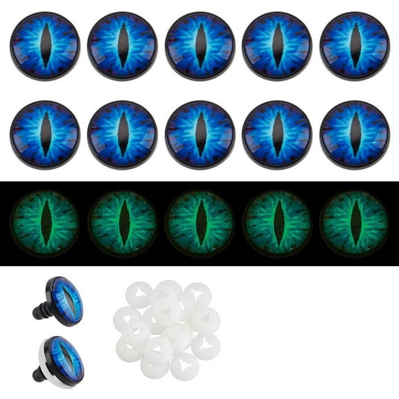 24 Sets Glow in The Dark Safety Eyes 18mm Luminous Plastic Safety Craft Eye Dragon Eye Crochet Eyes Blue Eye Cabochons Safety Eye with Washers