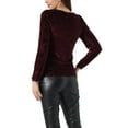 thumbnail image 3 of INSPIRE CHIC Women's Dots Prints Velvet Burn-Out Long Puff Sleeve Blouse XS Burgundy, 3 of 6