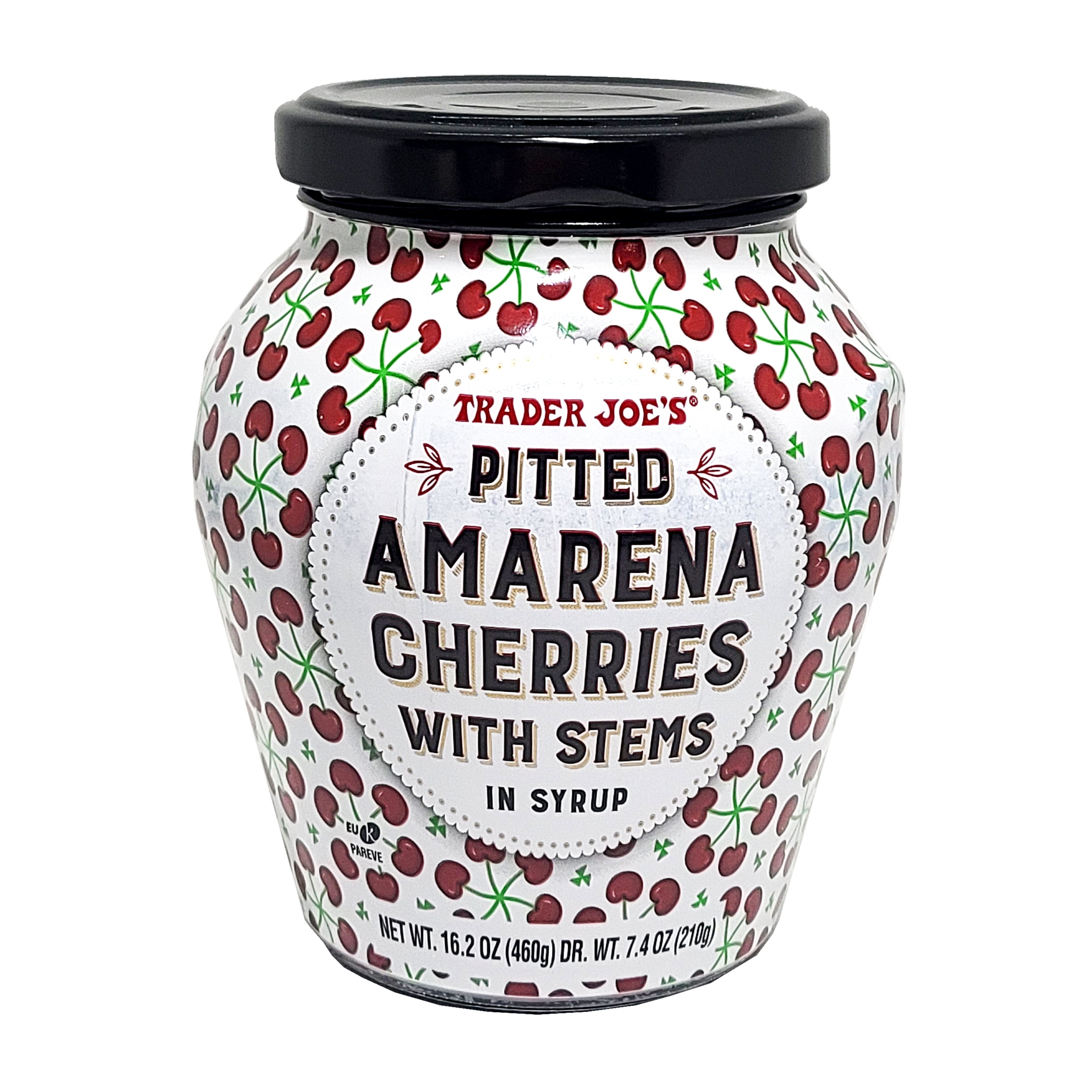 Pitted Amarena Cherries w Stems in Syrup 16.2 Oz X 2 Jars with Stainless Steel Coffee/Tea/Sauce Spoon (3-Pc Set)