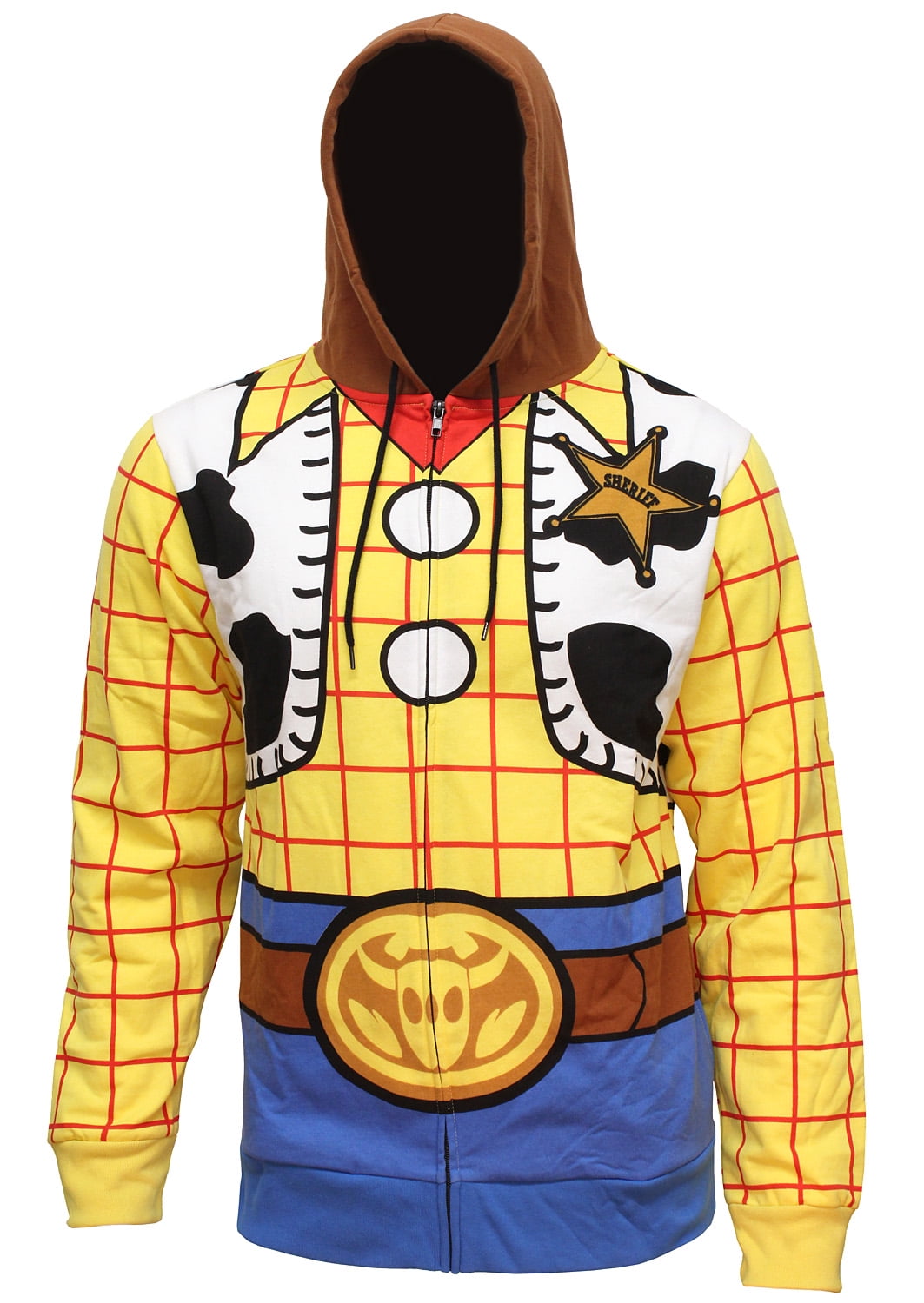 Disney Pixar Toy Story Men's I Am Woody The Cowboy Costume Adult Zip Hoodie  (MD)