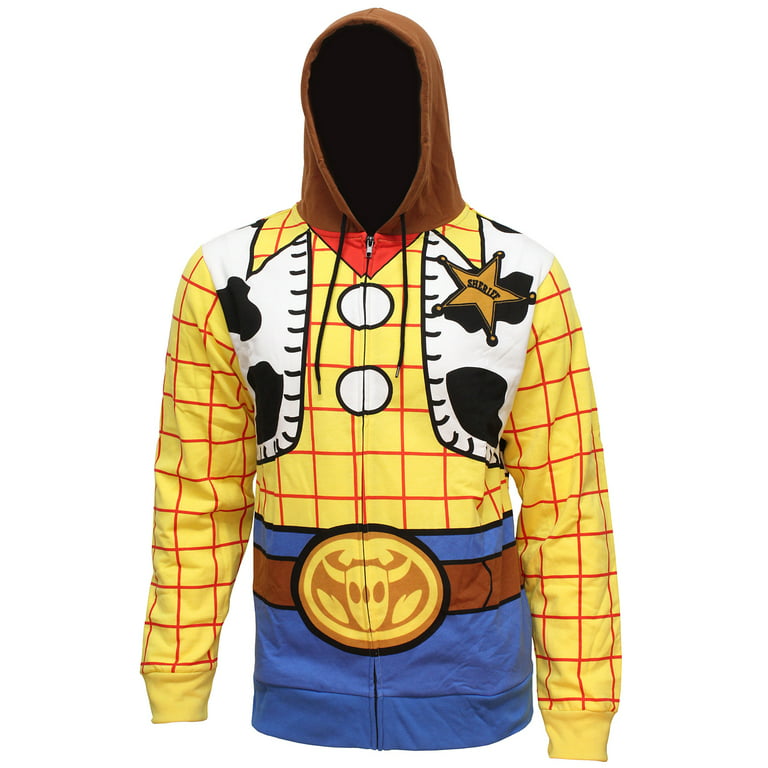 Disney Pixar Toy Story Men's I Am Woody The Cowboy Costume Adult Zip Hoodie  (XL) 