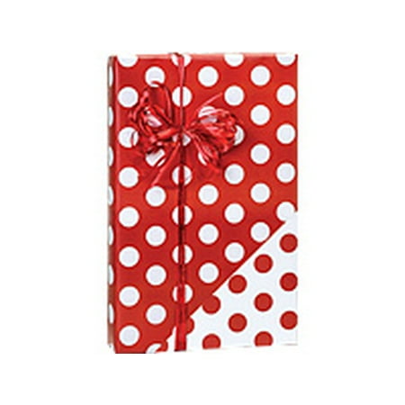 Dot Wrapping - Red and White Polka Dot Reversible Double-Sided Birthday / Special Occasion Gift Wrap Wrapping Paper-16ft