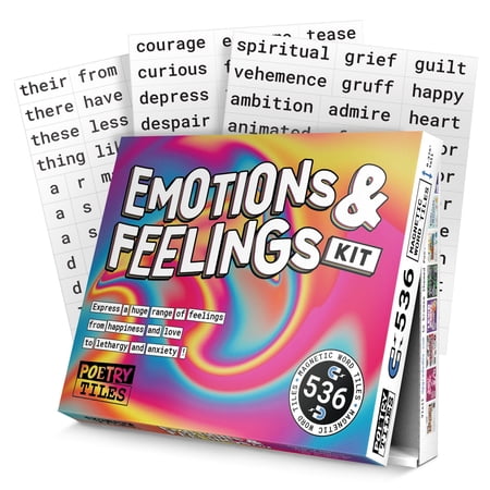 Poetry Tiles - 536 Emotion and Feeling Word Magnets for Refrigerator Stories and Poems - Fun Magnetic Word Tiles for Joy, Happiness, and Self Expression for Adults and Kids