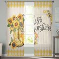 thumbnail image 2 of Sunflower Sheer Curtains 72 Inches Long 2 Panels Set, Window Sheer Curtains for Living Room/Bedroom, Yellow Plaid Watercolor Bee Floral Rustic Light Filtering Rod Pocket Curtain 52'' x 72'' x 2, 2 of 7
