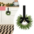 thumbnail image 2 of Small Christmas Cabinet Wreath 9.8" Mini Greenery Wreath with Ribbon Bell for Window Door Chair Backs Holiday Farmhouse Decoration, 2 of 8