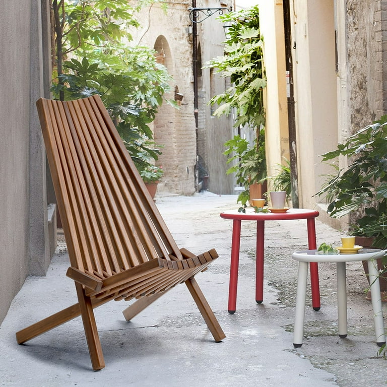 Lowestbest Outdoor Lounge Chair Folding Wooden Chair for Indoor