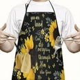 thumbnail image 2 of Black Sunflower Word Pattern Apron-Garden Aprons for Women with Pockets-Cotton Linen Waterproof Kitchen Cooking Gardening Aprons Adjustable for Kitchen,Cooking,BBQ and Salon 33x27 Inch, 2 of 7
