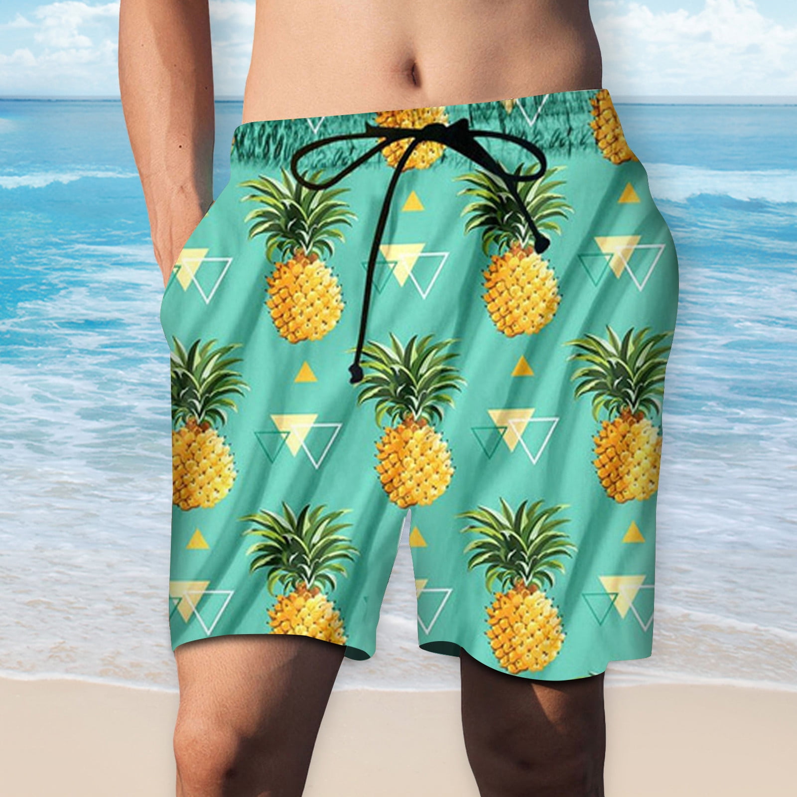Mens Swim Trunks Summer 3D Print Clover and Beer On St Casual Athletic Swimming Short 