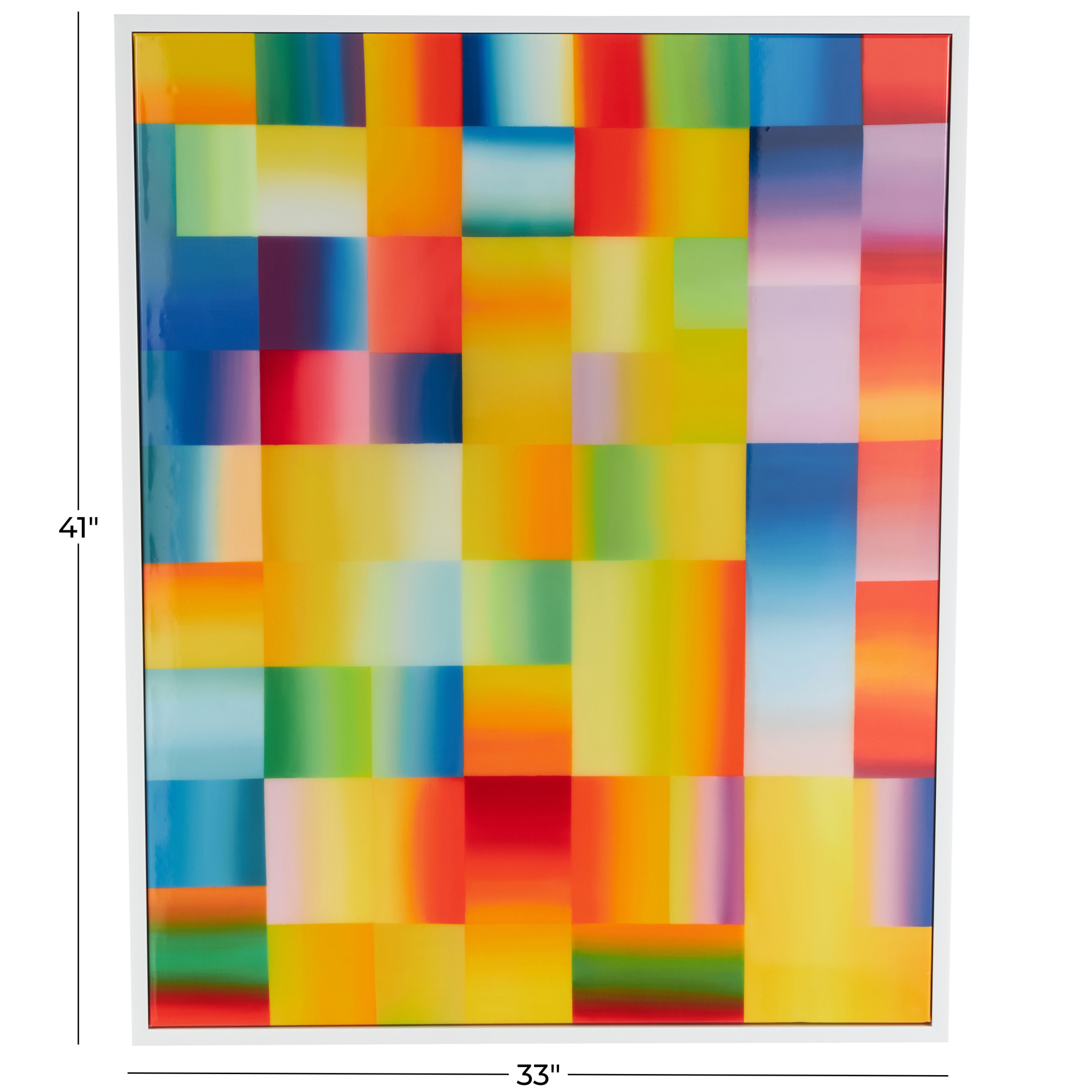 33" x 41" Ombre Square Pop Art Geometric Framed Wall Art with White Frame, by DecMode