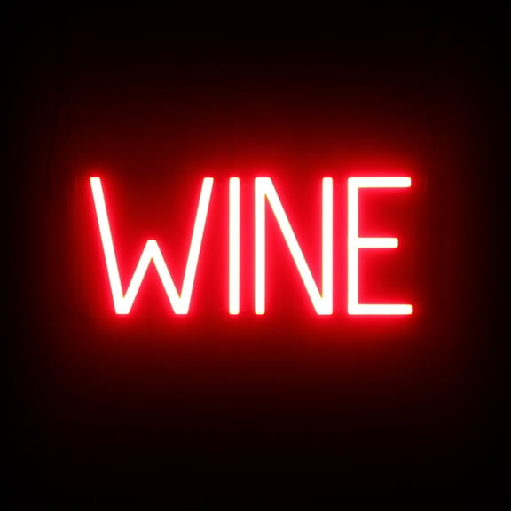 SpellBrite WINE LED Sign for Business. 15.8" x 6.3" Red WINE Sign Has Neon Sign Look With Energy Efficient LED Light Source. Visible from 500 Feet, 8 Animation Settings.