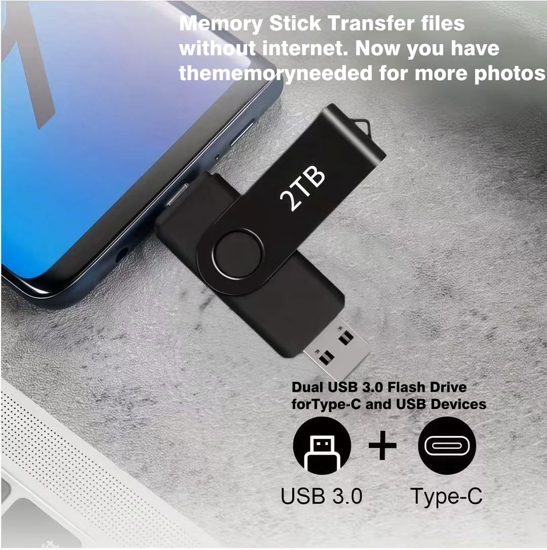 USB Flash Drive 2T(1864G) Dual USB Type-C Thumb Drive, Compatible with Phone, Laptop, Tablet-MAOLAI
