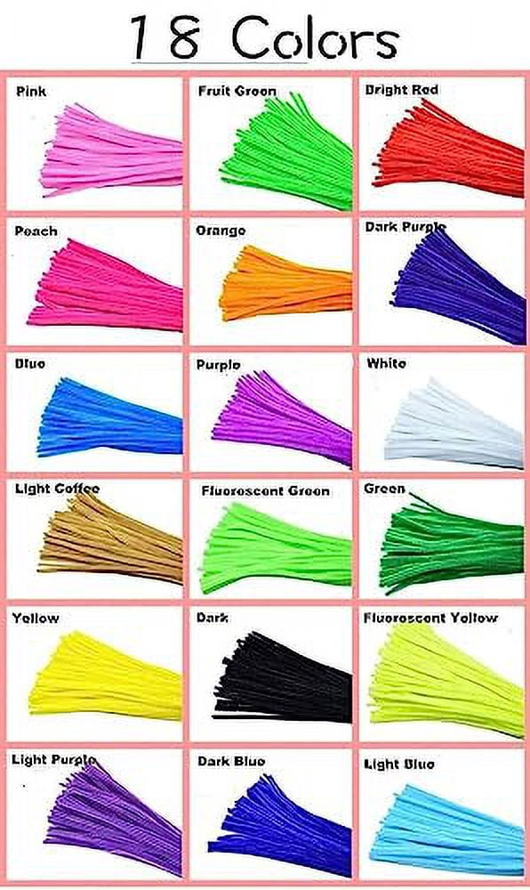 Zhuge 900 Pieces Pipe Cleaners Chenille Stems 6 mm x 12 Inch for DIY Art Craft, Assorted Colors (18 Colors)
