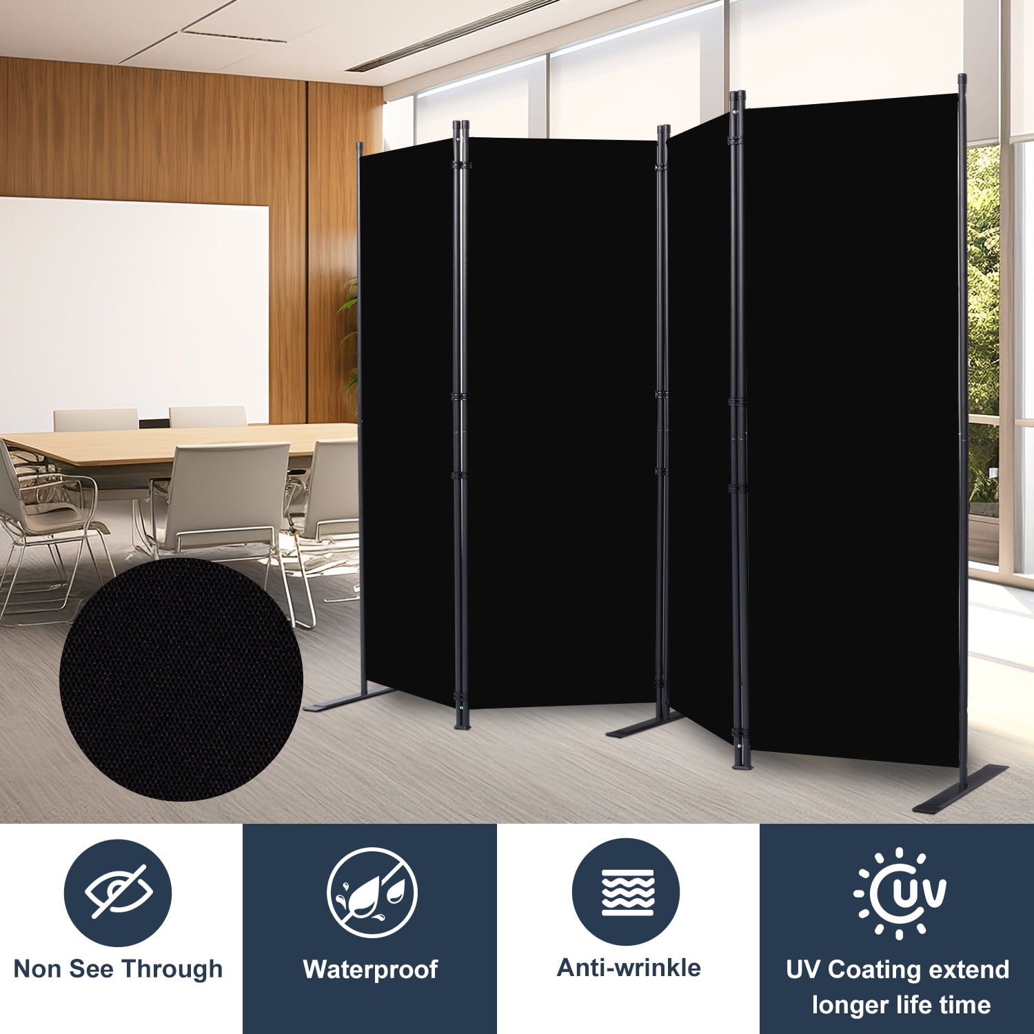 Room Divider Folding Privacy Sceens 4 Panel Partition Room Dividers 88'' Room Divider Wall Screen, Upgrade (Wider Feet) Portable Temporary Wall for Room Separation Wall Divider for Room Office School