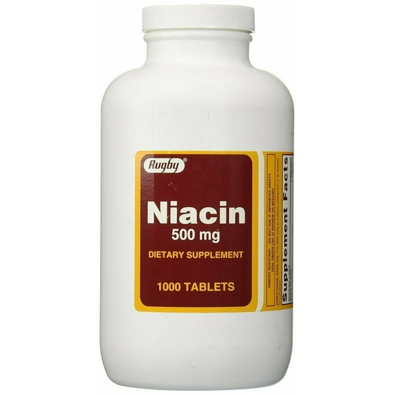 Rugby Niacin Maintains Promotes Healthy Tissues & Lipid Balance, 1000 Ct, 2-Pack