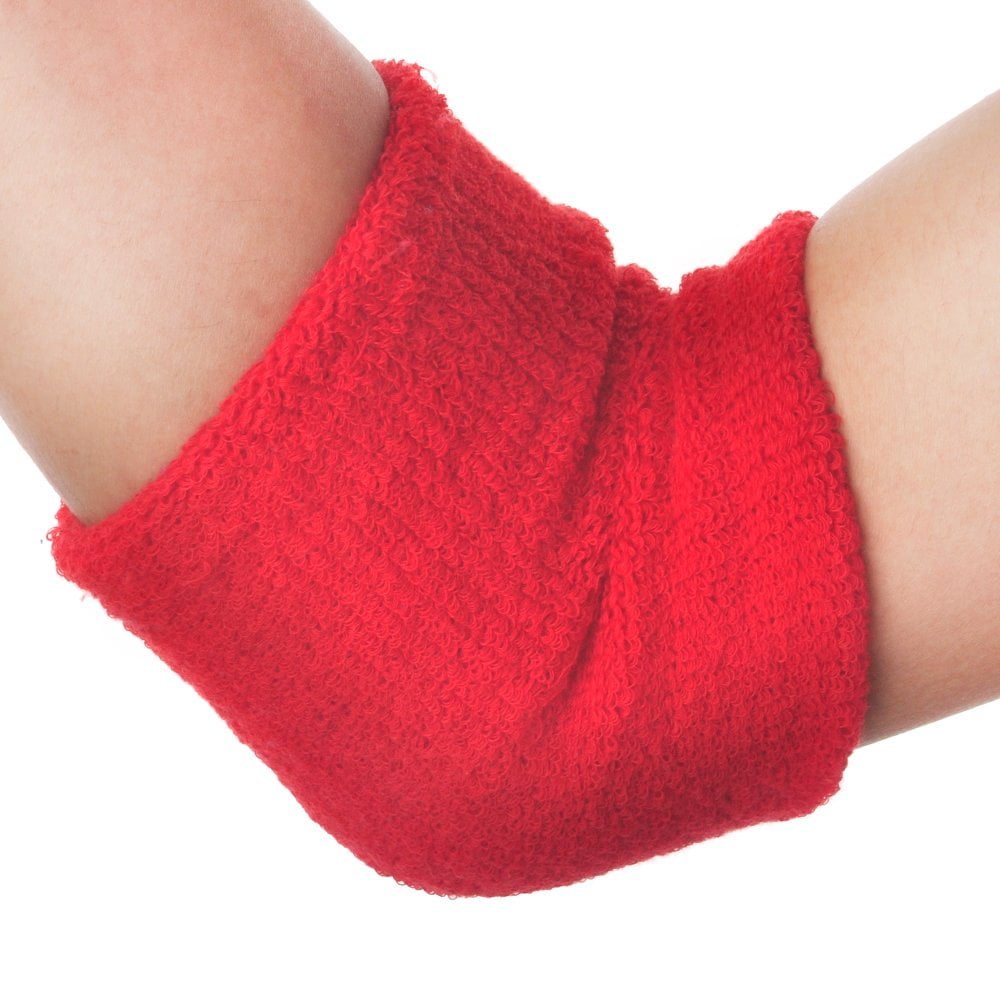 GOGO Terry Cloth Thick Arm Sweatband, 6" Long Wristband Armband Red