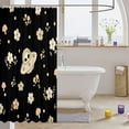 thumbnail image 3 of Manfei Kawaii Alien Ufo Shower Curtain 72Wx72L,Boho Wild Mushrooms Flowers Bathroom Curtain,Black Cream, 3 of 5