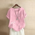 thumbnail image 2 of Pompotops Womens Casual Loose Button Linen Plus Size Daily Boho Tanic T-Shirt Blouse Tops, 2 of 4