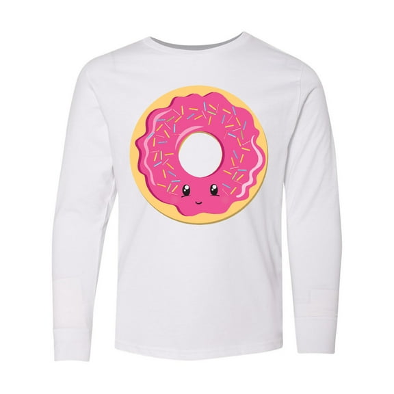 Inktastic Hot Pink Donut Long Sleeve Youth T-Shirt