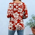 thumbnail image 6 of Craaazy Women's Spring/Summer Hawaiian Print Loose Casual Round Neck 3/4 Sleeve T-Shirts Gifts, 6 of 6