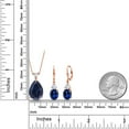 thumbnail image 2 of Gem Stone King 18K Rose Gold Plated Silver Blue Created Sapphire and White Zirconia Pendant Earrings Jewelry Set for Women (21.54 Cttw, Pear Shape 18X13MM, with 18 inch Chain), 2 of 3