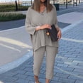 thumbnail image 2 of Mujeres Casual Verano Sólido Manga larga Tops y pantalones largos Conjunto de dos piezas Traje Wmkox8yi  bvn2652, 2 of 9