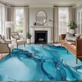 thumbnail image 3 of 5x8 Washable Area Rug, Turquoise Marble Non-Slip Large Rectangle Rug for Living Room Dining Room, Abstract Marble Indoor Floor Mat for Home Decor, 3 of 9