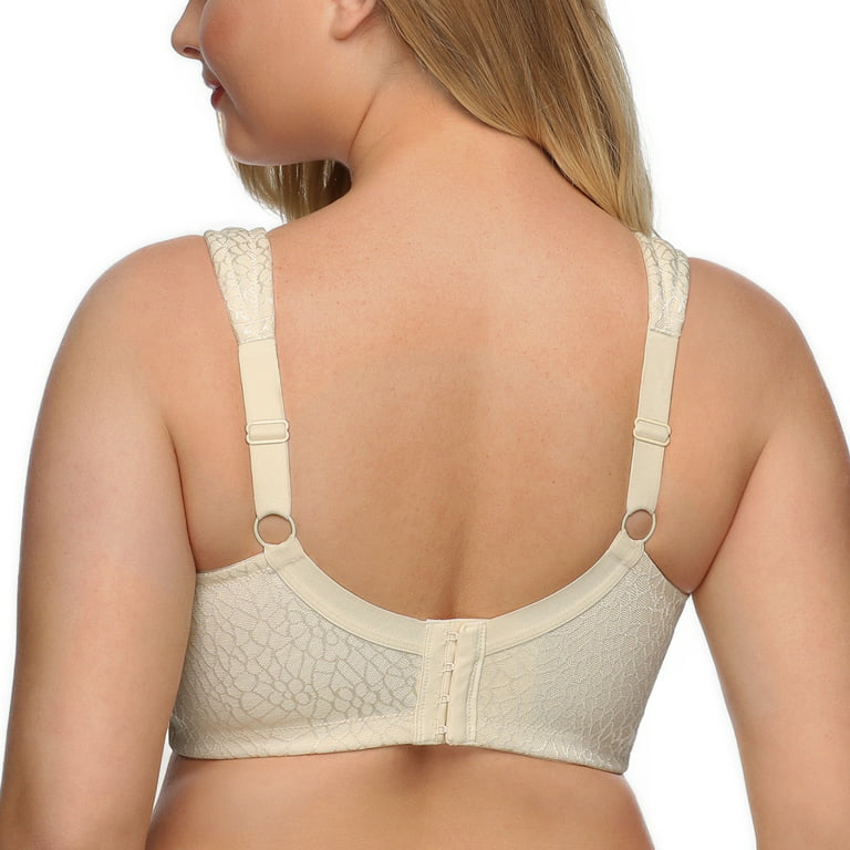 Exclare Women's Comfort Full Coverage Double Support Unpadded Wirefree Plus  Size Minimizer Bra (44C, Beige)