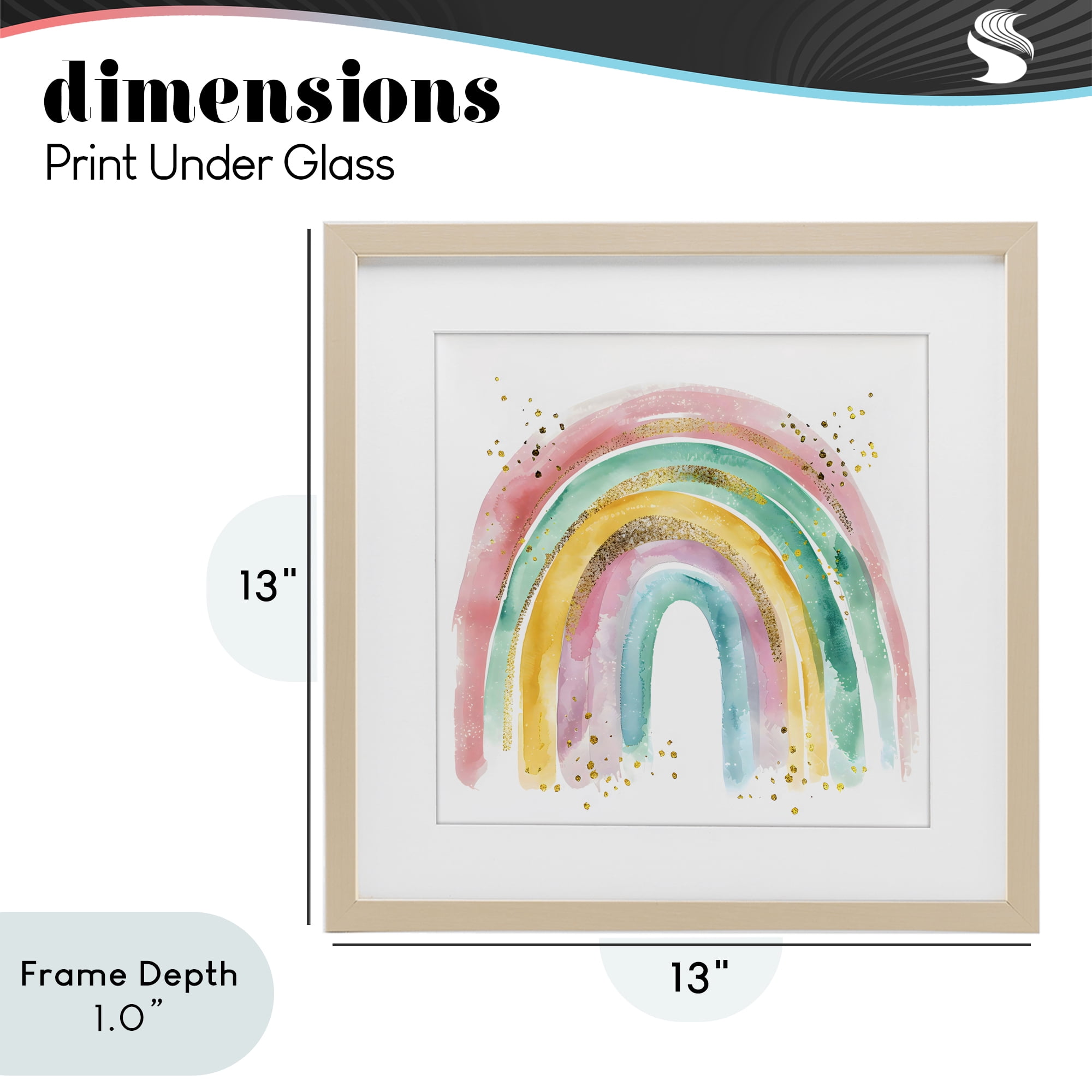Stupell Industries Pastel Rainbow with Gold Accents Birch Framed Print Under Glass, design by Creative Studio