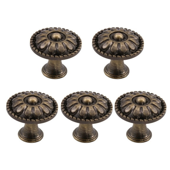 Uxcell 0.94'' Knobs Round Dresser Knobs Pull Handle Zinc Alloy  Bronze Tone 5pcs