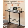 thumbnail image 3 of Small Standing Desk Adjustable Height, Mobile Stand Up Desk with Wheels, 32 Inch Portable Rolling Desks Conference Room Tablesf for Walking Pad Treadmill Black, 3 of 6