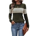 thumbnail image 2 of Women'S Sweaters Trendy Color Block Tops Long Sleeve Shirts Fall Outfits Early Fall Fashion Winter Clothing Green M, 2 of 9
