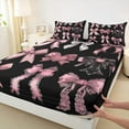thumbnail image 3 of Feelyou Black Pink Bowknot Full Size Sheets, Vintage Fashion Bow Bed Sheets, Fairy Tale Princess Sheet Sets, Ultra Soft Bedroom Decor, 4-Piece, 3 of 7
